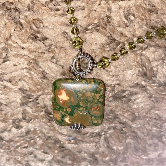 Rainforest Rhyolite Jasper Pendant Necklace - Picture 2 of 8